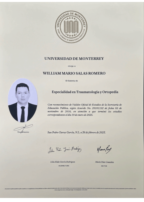 Diploma – Dr. William Salas – Traumatólogo Ortopedista 2